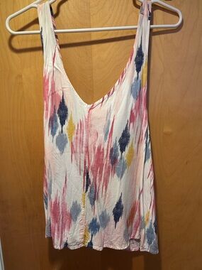 Roxy Pink Multi Abstract Scoop Neck Tank